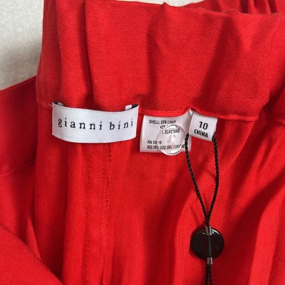 NEW Gianni Bini Linen Pant |Wide Leg Red Orange Trouser Linen Pant Size 10 - Picture 4 of 5